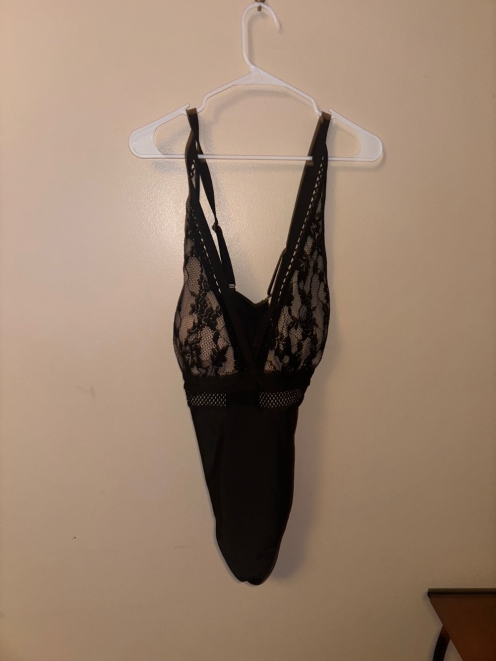 Black Lace Deep V Bodysuit